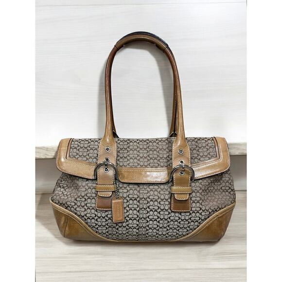 Vintage Coach 7080 Soho Mini Signature Khaki Jacquard Satchel - Picture 1 of 11